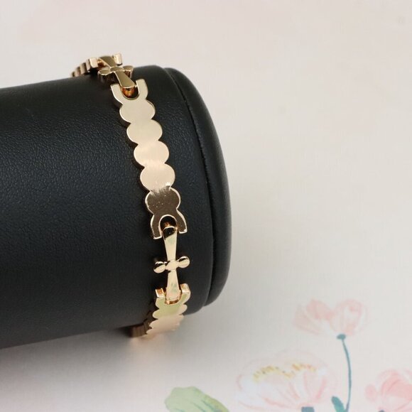 "Elegant Rose Gold Bracelet with Smooth Scalloped Link Design, XPBL0875 - Picture 9 of 13